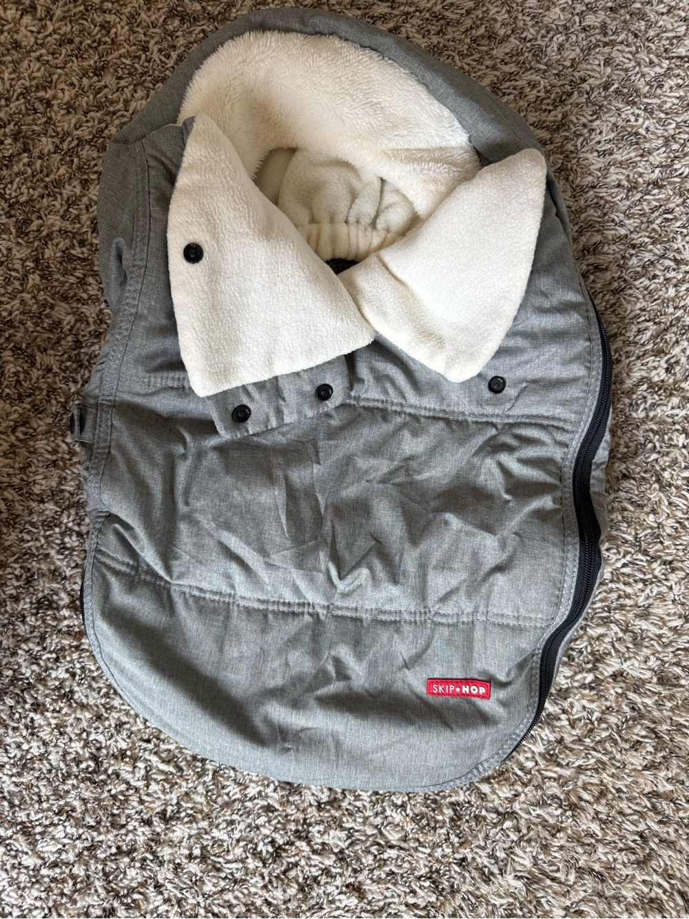 Skip Hop Gray Sherpa-Lined Baby Footmuff winter car seat cover